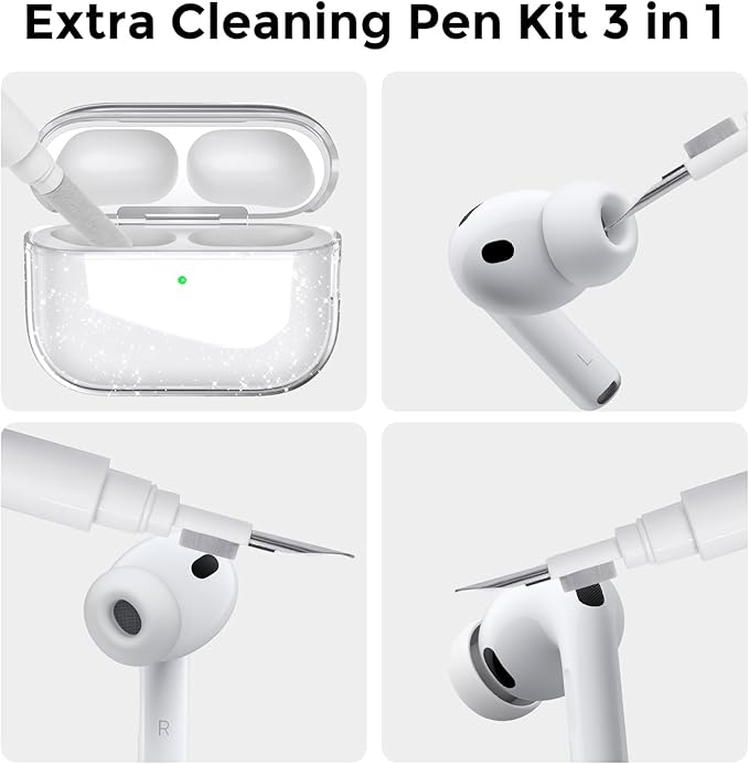 AhaStyle Clear Airpods Pro 3 Case Cover 2025 [Anti-Yellowing] Soft TPU Protective Skin for Apple AirPods Pro 3rd Generation Case with Cleaner Kit Support USB-C Charging Case and Wireless Charging