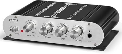 Facmogu ST-838 2.1CH Mini Amplifier, RMS 20Wx2 + 40W Passive Subwoofer Amp