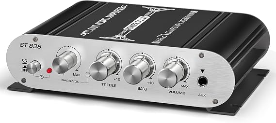 Facmogu ST-838 2.1CH Mini Amplifier, RMS 20Wx2 + 40W Passive Subwoofer Amp