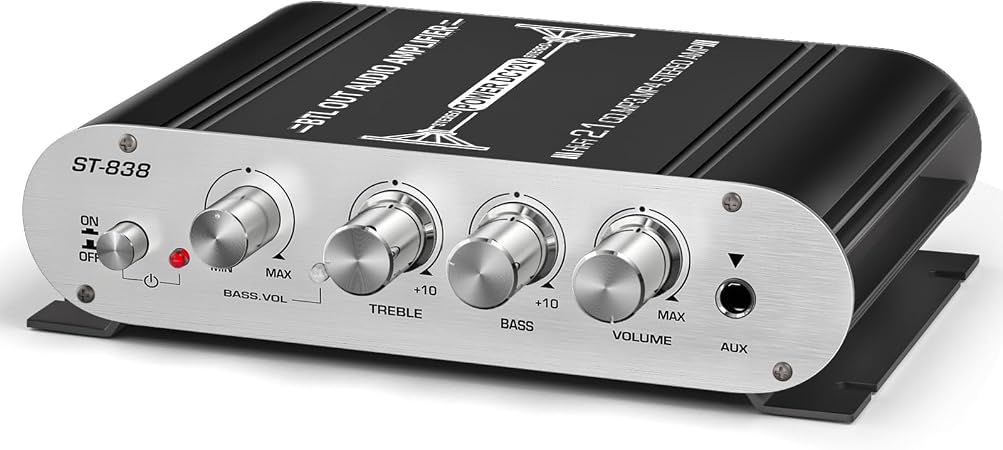 Facmogu ST-838 2.1CH Mini Amplifier, RMS 20Wx2 + 40W Passive Subwoofer Amp