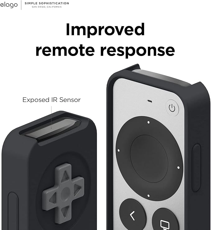 elago R4 Retro Case Compatible with 2022 Apple TV 4K Siri Remote 3rd Generation, Compatible with 2021 Apple TV Siri Remote 2nd Gen - Classic Controller Design [Non-Functional], Lanyard (Black)