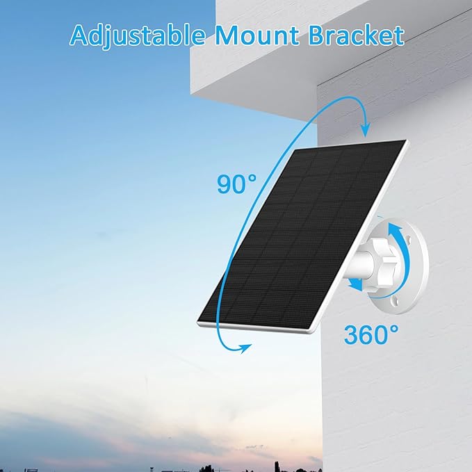Zivif Solar Panel for Security Camera, 2 Pack 2W Solar Charger with Micro USB & USB-C Port, IP65 Waterproof USB C Solar Panel for Outdoor Rechargeable Battery Cameras, with 360° Adjustable Mount