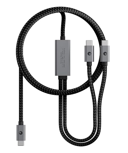 Rolling Square inCharge Cerbero - 2in1 Essential 100W USB-C Cable, Dual Output Charging Cord, Nylon Braided, 5ft, for Laptop, Phone, Tablet, Earbuds, Black