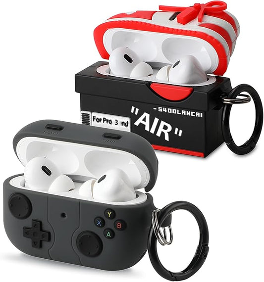 [2Pac] Compatible Airpods Pro 3 Case(2025),Cute Gamepad Design Cases Soft Silicone Protective Cases for Apple AirPods Pro 3rd Generation Case,Airpod Pro 3 Cover with Keychain for Men/Boy