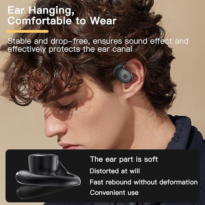 sunshot Ows Open Ear Buds Headphones Bluetooth 5.4,Bone Conducting Air Bone Conduction Headphones, 16mm Drivers,40H Playtime,Open Ear Earbuds IPX5 Waterproof and Noise Reducing Touch(Black)
