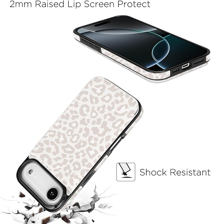 uCOLOR for iPhone 17 Air Wallet Case with Card Holder PU Leather RFID Blocking Design iPhone Air flip case for Women Men Magnetic Clasp Kickstand Design 6.5 inch (Beige Leopard)