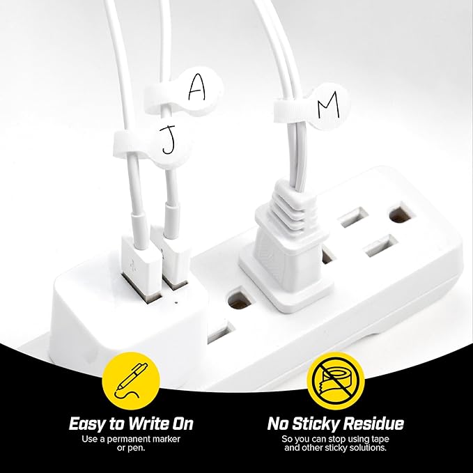 Cable Labels by Wrap-It Storage, Mini, White (60 Pack) Cord Labels, Wire Labels, Cable Tags and Wire Tags for Cable Management and Organizer for Electronics, Computers and More