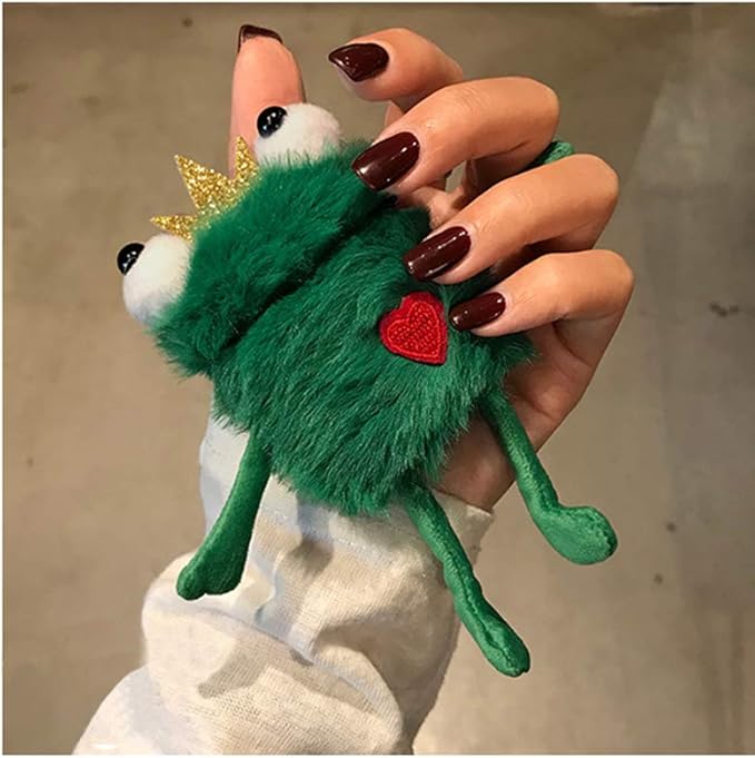 SGVAHY Furry Case for AirPods Pro 3rd Generation Funny Cute 3D Cartoon Plush Design Soft Warm Fluffy AirPod Pro 3 Cover with Keychain Kawaii Anti-Fall Protective Case Women Girls(Frog)