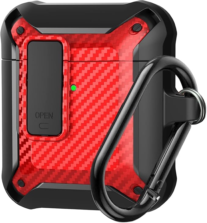 for Airpods 2nd 1st Generation Case Men Lock with Cleaner Kit, Rugged AirPod 2/1 Gen Protective Hard Cover Shockproof Skin Boys Women with Keychain for Apple iPods 2nd/1st Cases, Black
