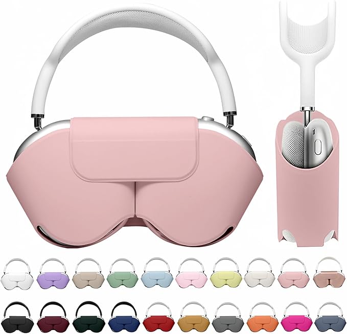 Maxjoy for Apple Airpods Max Smart Case Cover, Soft PU Leather Protective Cover Accessories for Airpod Max with Sleep Mode, Anti-Dust Travel Carrying Case for Airpods Pro Max Headphones, Pink
