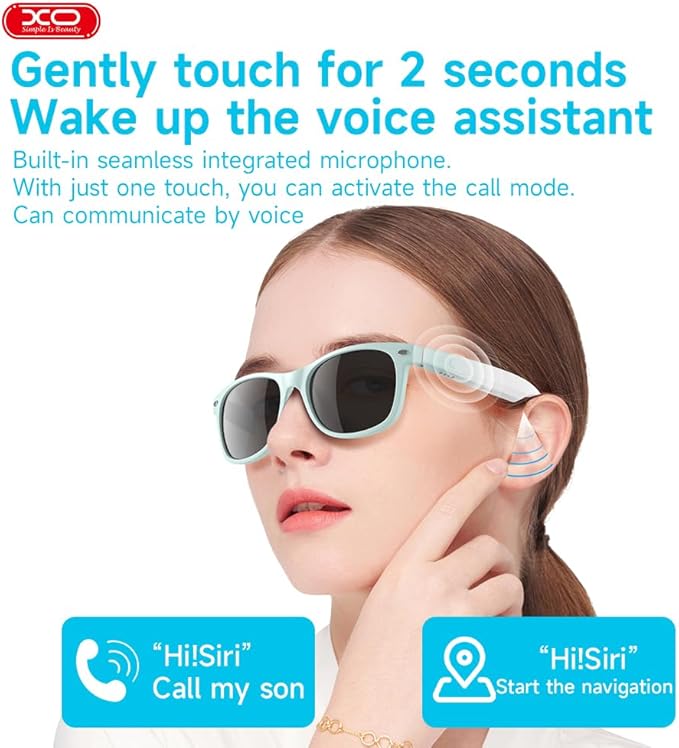 Smart Bluetooth Sunglasses, XO Smart Bluetooth Audio Glasses for Women Men,Athletic/Outdoor UV Protection Riding, Driving,Fishing, Running (Mint Green)