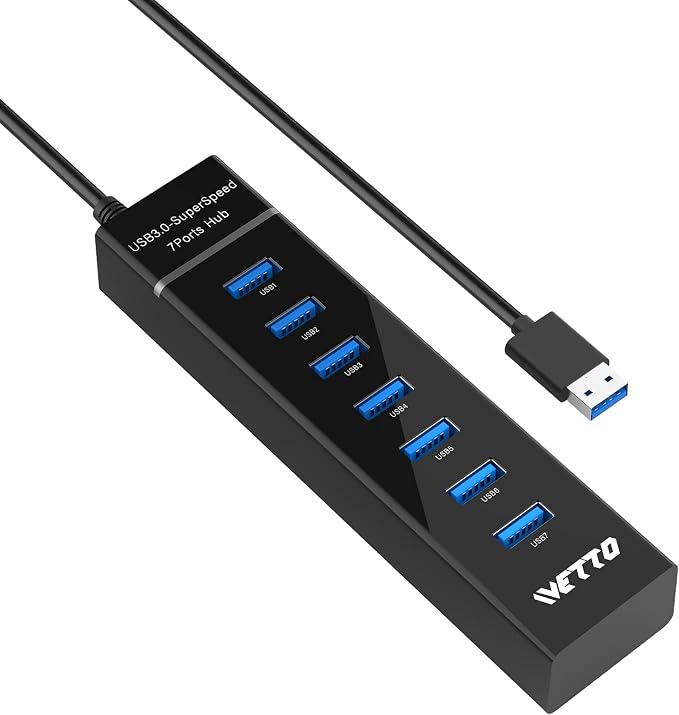 7-Port USB 3.0 Hub, IVETTO Data USB Hub Splitter with 3.3ft Long Cable for Laptop, PC, MacBook, Mac Pro, Mac mini, iMac, Surface Pro and More - Image 8