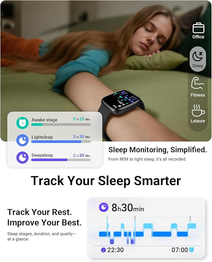 Gydom Smart Watch for Men/Women [1.85" AMOLED Screen Answer/Make Calls] Fitness Trackers with Heart Rate/Sleep/SpO2 Monitor Compatible Android & iPhone, 120+ Sports, IP68 Waterproof Reloj para Mujer