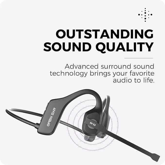 Open Ear Headphones with Mic, 32g Bluetooth Headset with Microphone, Dual Connect Bluetooth 6.0 with Noise Cancelling Mute Function, Wireless Headset with Mic for Sports,Work, Drivers, Call Centre