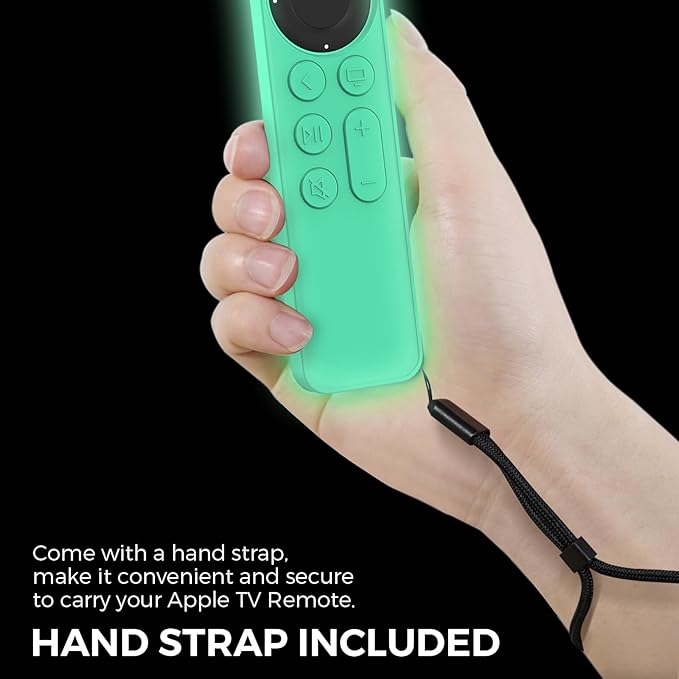 AhaStyle Case Compatible with 2022 Apple TV 4K HD Siri Remote 3rd Generation [AirTag Holder Built in] All Around Cover Apple TV Remote/Siri Remote (2nd) and AirTag (Glow Blue)