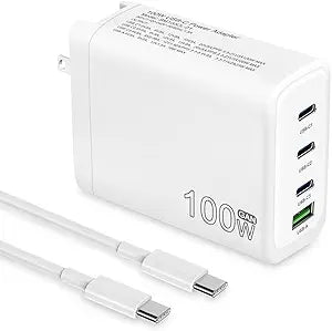 100W USB C Charger, 4-Port PD USB Power Adapter, GaN USB C Charger,Fast Charging Station,Compatible with Mac Book Pro/Air, iPad, iPhone 14 Pro, Galaxy S23 Ultra, Steam Deck, Dell XPS, Google Pixelbook - Image 1