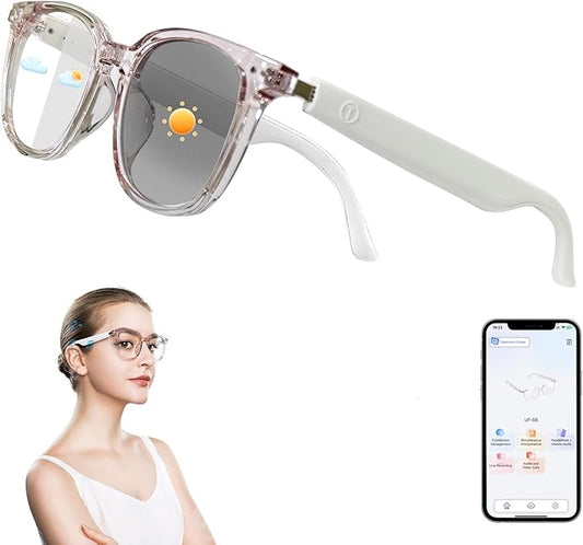 AI Smart Glasses for Men Women, Real-Time Translation(160+ Languages), AI Noise Reduction with Photochromic Lenses, Open-Ear Bluetooth Audio Glasses, Lightweight Design for Travel & Business