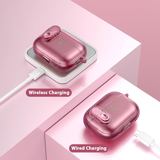 Case for Apple Airpods iPods Pro 3 Cases Cover Clear 2025 Cute Women, VISOOM Cute Air Pods Pro 3 Case Clear Transparent Airpods iPods Pro 3rd Gen Protective Cases with Keychain/Lock/Cleaning Kit