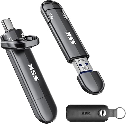 SSK 256GB USB SSD Flash Thumb Drive Memory Stick Dual USBC+A Up to 1000MB/s