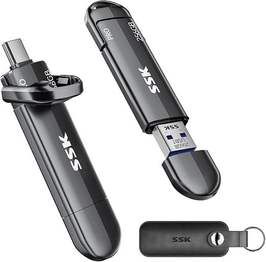 SSK 256GB USB SSD Flash Thumb Drive Memory Stick Dual USBC+A Up to 1000MB/s