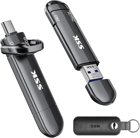 SSK 256GB USB SSD Flash Thumb Drive Memory Stick Dual USBC+A Up to 1000MB/s