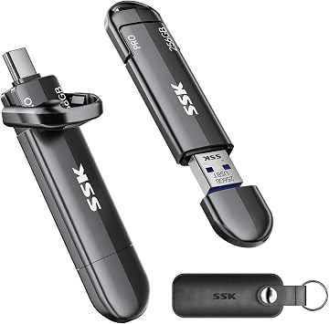 SSK 256GB USB SSD Flash Thumb Drive Memory Stick Dual USBC+A Up to 1000MB/s