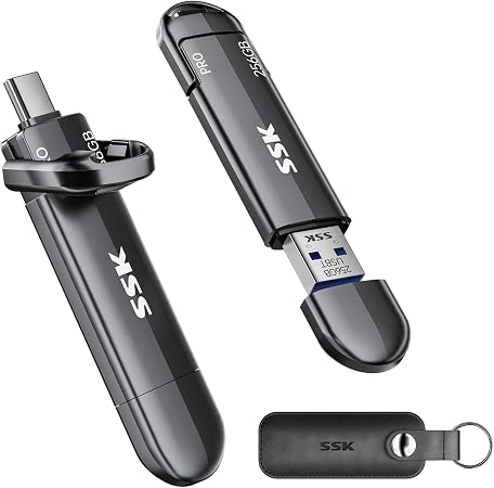 SSK 256GB USB SSD Flash Thumb Drive Memory Stick Dual USBC+A Up to 1000MB/s