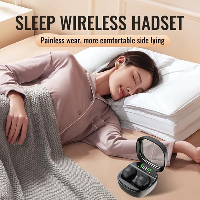 Micool Invisible Sleep Wireless Earphone, Waterproof Bluetooth Earbuds, Lightweight Sleep Headphones Bluetooth, Painless Invisible Sleep Earphones for Sensitive Sleeper, Long Battery Life (Black)