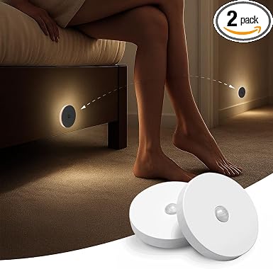 Linkable Smart Night Light with Motion Sensor, Wireless Rechargeable Battery Magnetic LED Wall Lamp 2-Pack for Indoor Connecting Bathroom, Closet, Stairs, Bedroom, Hallway