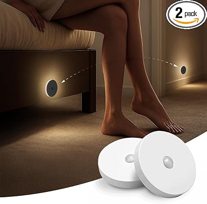 Linkable Smart Night Light with Motion Sensor, Wireless Rechargeable Battery Magnetic LED Wall Lamp 2-Pack for Indoor Connecting Bathroom, Closet, Stairs, Bedroom, Hallway