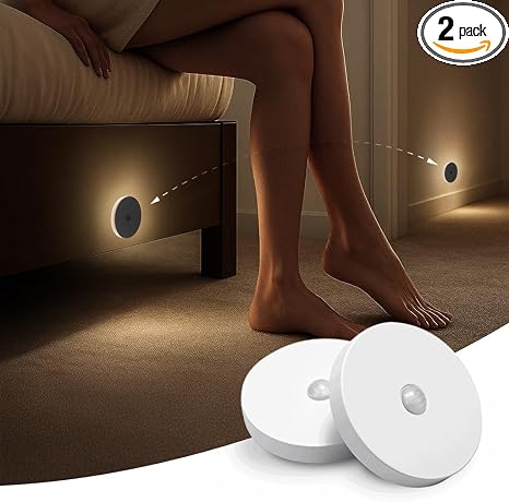 Linkable Smart Night Light with Motion Sensor, Wireless Rechargeable Battery Magnetic LED Wall Lamp 2-Pack for Indoor Connecting Bathroom, Closet, Stairs, Bedroom, Hallway
