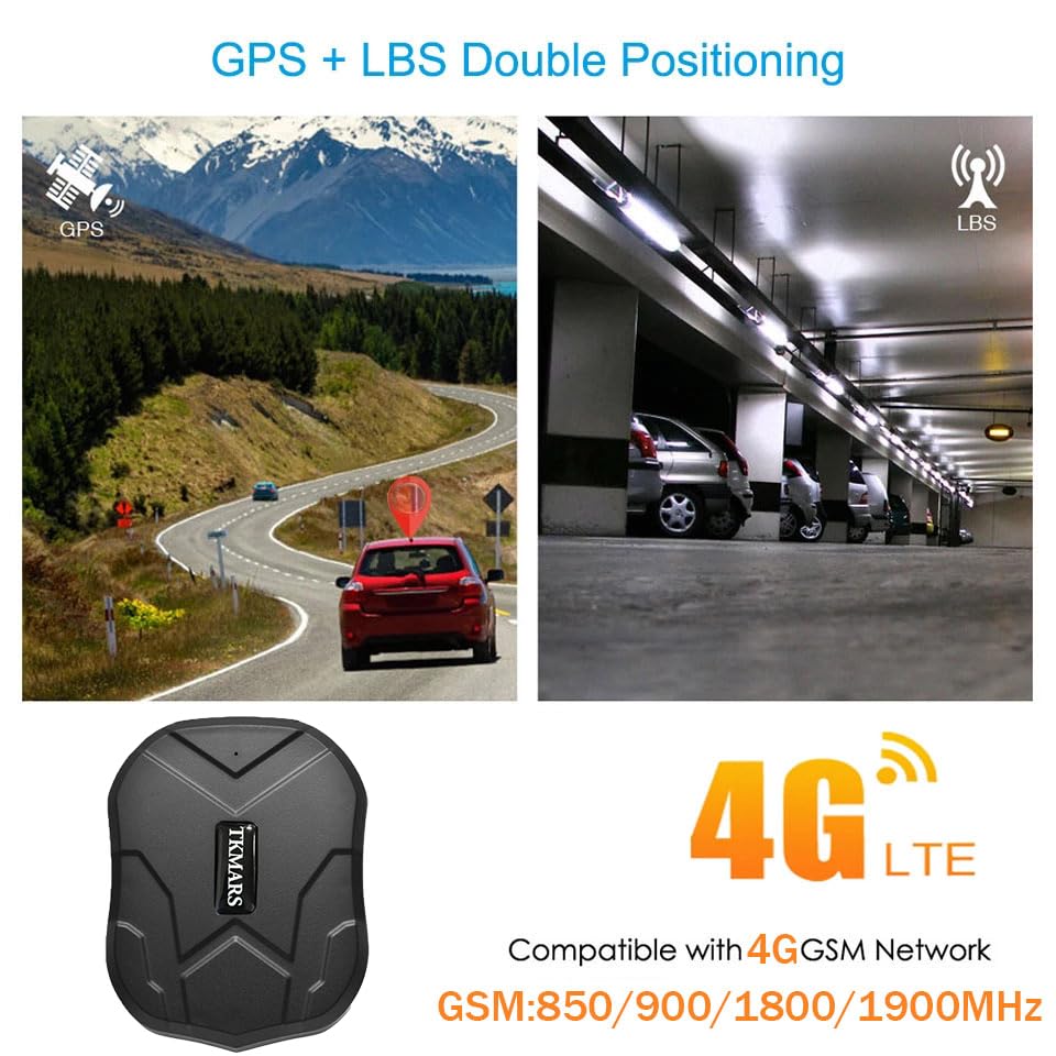 TKMARS Vehicle GPS Tracker, 4G LTE Magnetic Mount, 5000mAh Battery