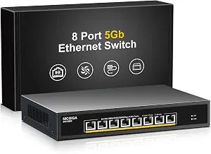 8 Port 5G Ethernet Switch Unmanaged,with 8X 5Gb Base-T Ports, NICGIGA 5Gbps Network Switch Easy for 5G NAS,PC,WiFi7 Router,5Gbe Adapter/NIC. Desktop or 19-inch Rack Mount, Plug and Play.