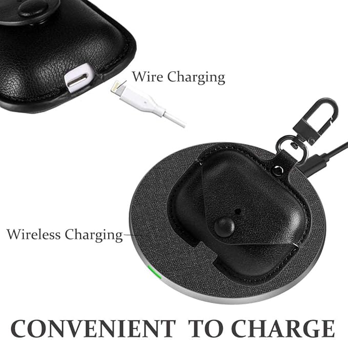 Genuine Leather Case Compatible with AirPods Pro Case 2nd/1st Gen (2023/2022/2019), VOMA Protective Cover for Apple AirPods Pro 2/Pro Wireless Charging Case with Keychain and Snap Lock Black