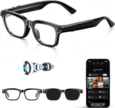 Ai Smart Glasses with Camera and Bluetooth Audio,4K Video Recording