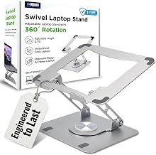 Uncaged Ergonomics Swivel Laptop Stand for Desk, 360 Riser, Arctic Silver