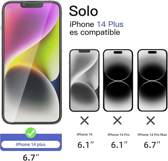 NEW'C 3x Privacy for iPhone 14 Plus Screen Protector (6.7 inches)+ 3x Camera Lens Protector, Sensor Protection,Case Friendly Tempered Glass Film +Dust Plug - Enhanced Privacy Angle of 28 Degrees