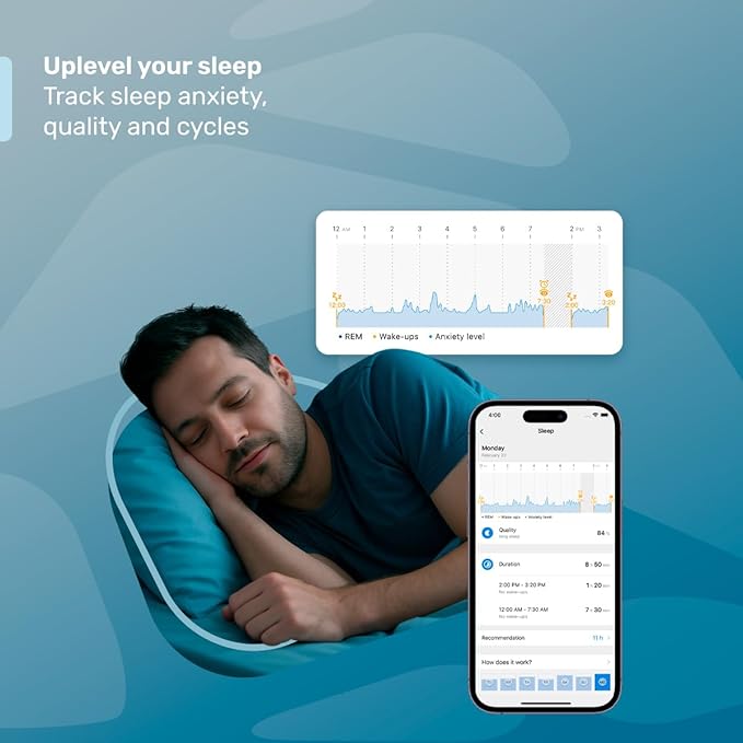 HEALBE GoBe U - Automatic Calorie Intake Smart Band, Energy Balance Insights, Hydration, Sleep, Stress, 24/7 Heart Rate, Neuroactivity, Free App, 5 ATM Waterproof - Grey