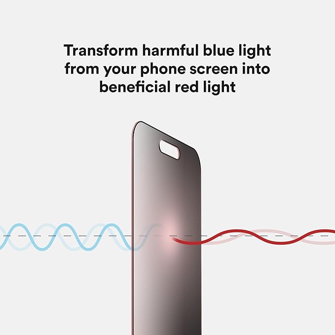 BodyGuardz Red Light Converter Privacy Screen Protector – Passive Red Light Therapy for Face - Promotes Better Sleep, Healthier Skin, Reduced Eye Strain - Privacy Glass, Easy Install (iPhone 16 / iPhone 15)