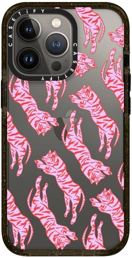 CASETiFY Impact iPhone 13 Pro Case [6.6ft Drop Protection] - Tigers by Grace Owen - Clear Black