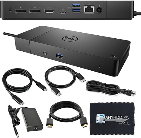 Dell WD19 Docking Station Bundle - HDMI Cable + DisplayPort Cable + USB-C Cable + Microfiber Cloth Included (WD19 130W)