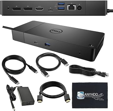 Dell WD19 Docking Station Bundle - HDMI Cable + DisplayPort Cable + USB-C Cable + Microfiber Cloth Included (WD19 130W)