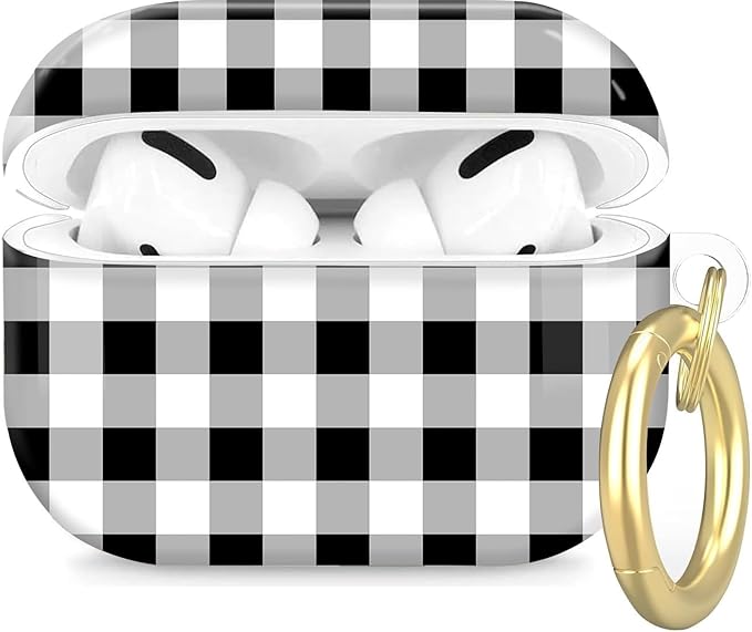 Compatible with Airpod Pro 2nd/1st Generation,Full Protection Cover for Women,Accessories Hard Case Portable & Shockproof for Airpod Pro 2nd Charging Case 2023/2022/2019(Black White Checkered Plaid)