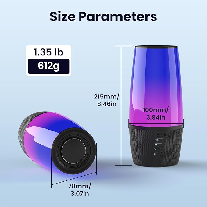 Bluetooth Speaker with Lights 40W 360° Stereo, Bluetooth 5.3 (100ft), IPX6 Waterproof, 9 Color LED, 12H Playtime (5600mAh) - Home/Outdoor/Party/Beach, Ideal Birthday (Colorful)