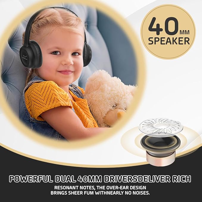 Kids Bluetooth Headphones,Kids Wireless Headphone with 85dBVolume Limiter, 30H Playtime, Adjustable Headband,Over-Ear Headphones for Kid School Online Class Travel