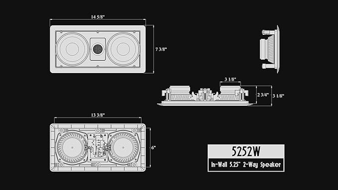 5252W Silver Ticket In-Wall Speaker with Pivoting Tweeter (Dual 5.25 Inch in-wall Center Channel)