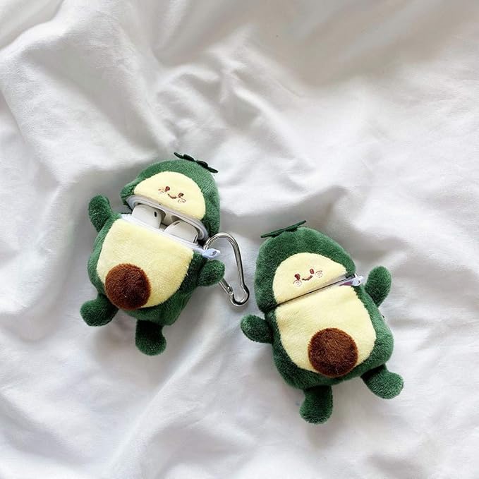 SGVAHY Furry Case for AirPods Pro 3rd Generation Funny Cute 3D Cartoon Plush Design Soft Warm Fluffy AirPod Pro 3 Cover with Keychain Kawaii Anti-Fall Protective Case Women Girls(Avocado)