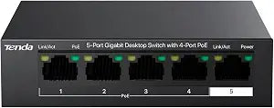 Tenda 5 Port PoE Switch, Ethernet Switch 4 Port PoE+@63W & Gigabit Uplink