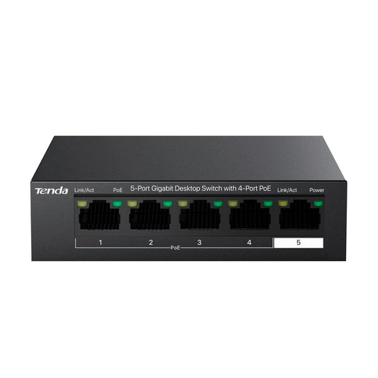 Tenda 5 Port PoE Switch, Ethernet Switch 4 Port PoE+@63W & Gigabit Uplink