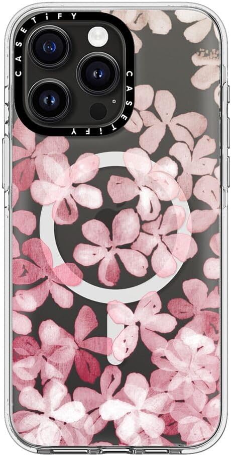 CASETiFY Clear iPhone 15 Pro Max Case [Not Yellowing / 6.6 ft. 3X Military Grade Drop Protection/Compatible with Magsafe] - Spring Blossoms - Clear